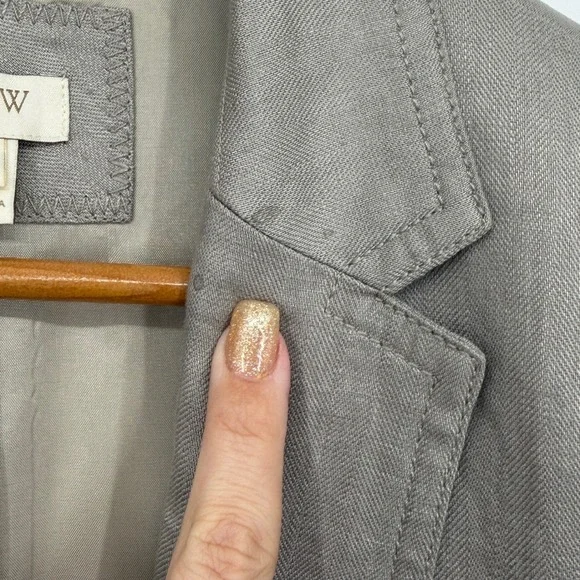 J. Crew Linen Blend Blazer Taupe Gray Single Breasted Womens Size 6 Work Classic